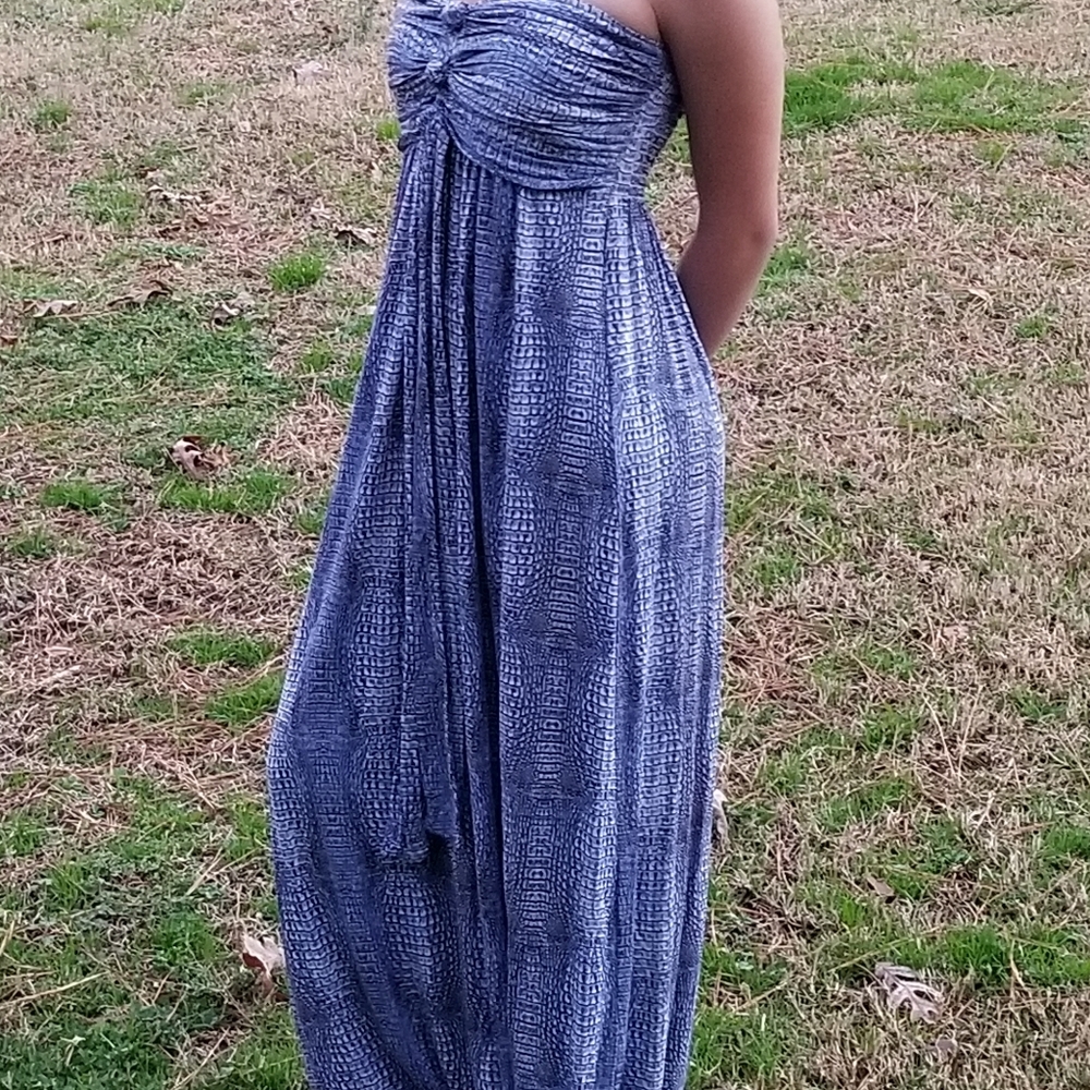 Blue Boho Chic Womens Maxi Dress Size M